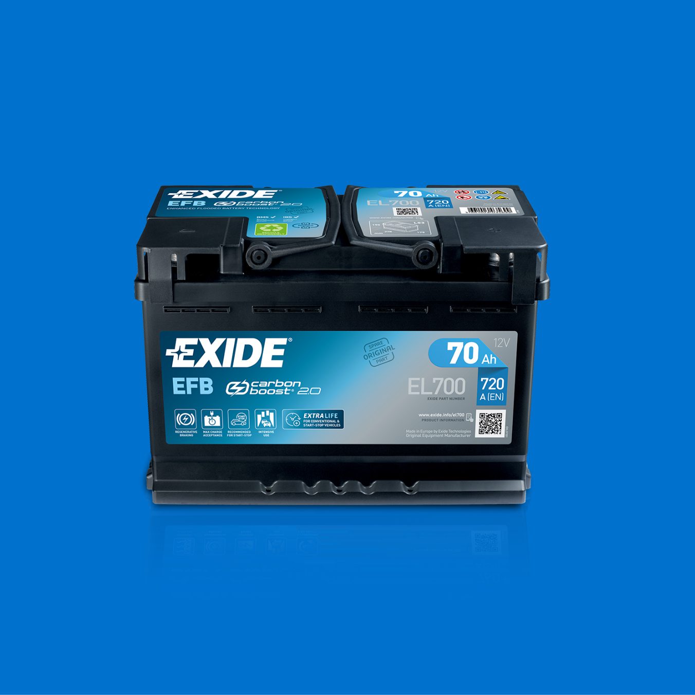 Exide, batteria Start & Stop, 70 Ah, 720 (EN) EL700 : : Auto e Moto